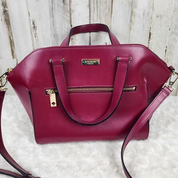 Kate Spade Red Plum Savannah Parliament Square Satchel Bag - Picture 12 of 12